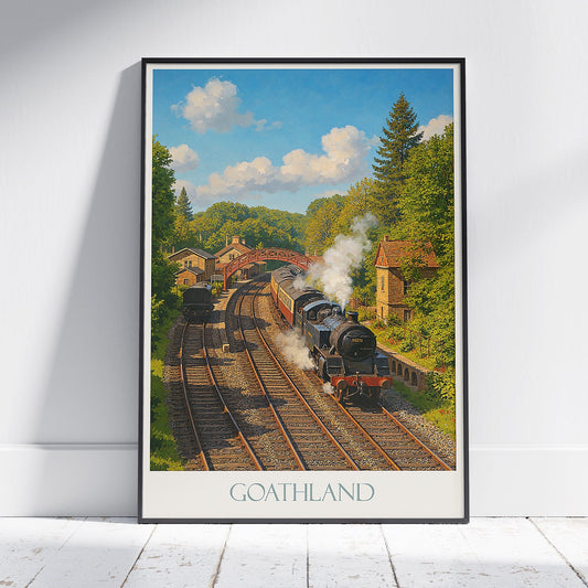 Goathland Travel Poster, Steam Train Art Print ~ North Yorkshire Railway Gift | Vintage Style Wall Decor | UK Home Art