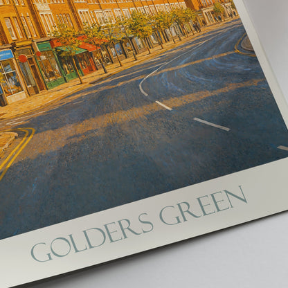 Golders Green Travel Poster, North London UK Art Print | Charming Street Scene Wall Decor | England Travel Gift