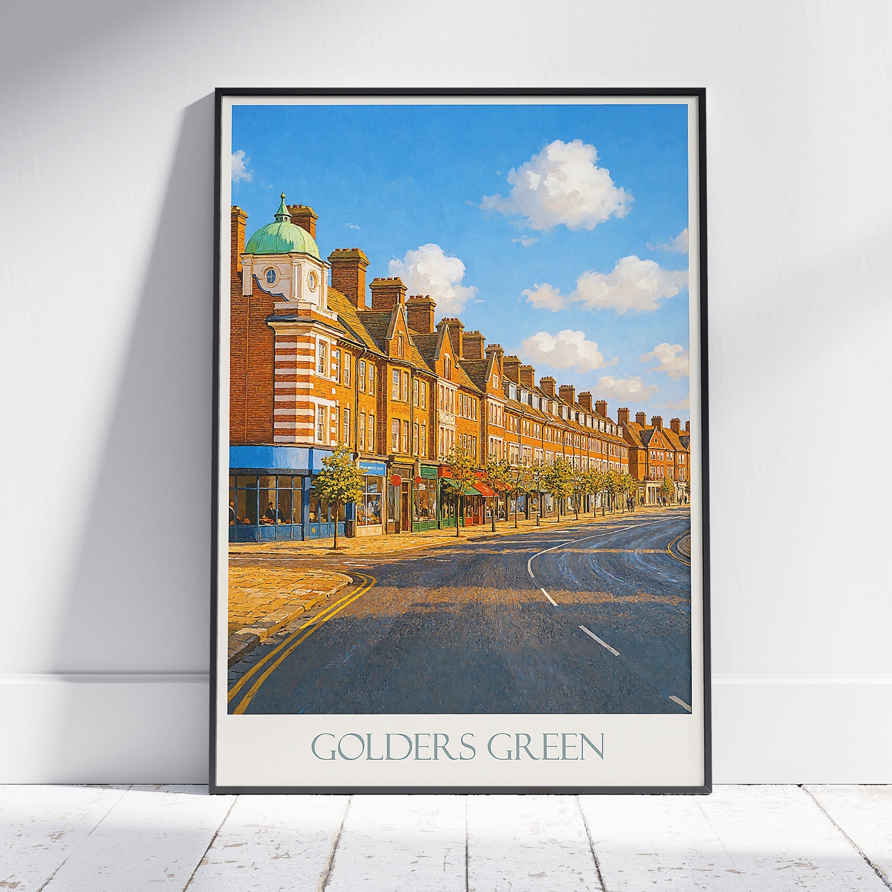 Golders Green Travel Poster, North London UK Art Print | Charming Street Scene Wall Decor | England Travel Gift