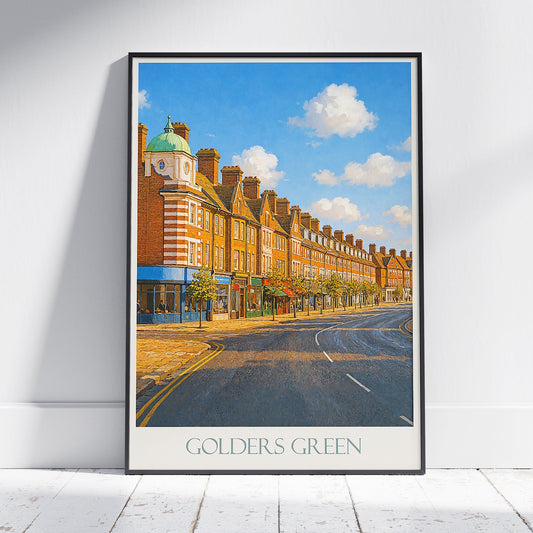 Golders Green Travel Poster, North London UK Art Print | Charming Street Scene Wall Decor | England Travel Gift