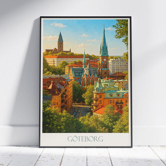 Gothenburg Travel Poster, Sweden Cityscape View | Göteborg Art Print | Scandinavian Home Decor | Unique Travel Gift