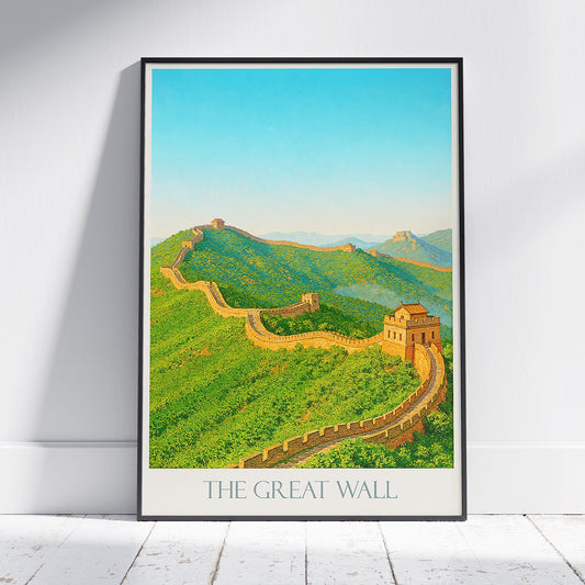 Great Wall of China Travel Poster | Majestic Landscape Art Print | Ancient World Wonders Decor