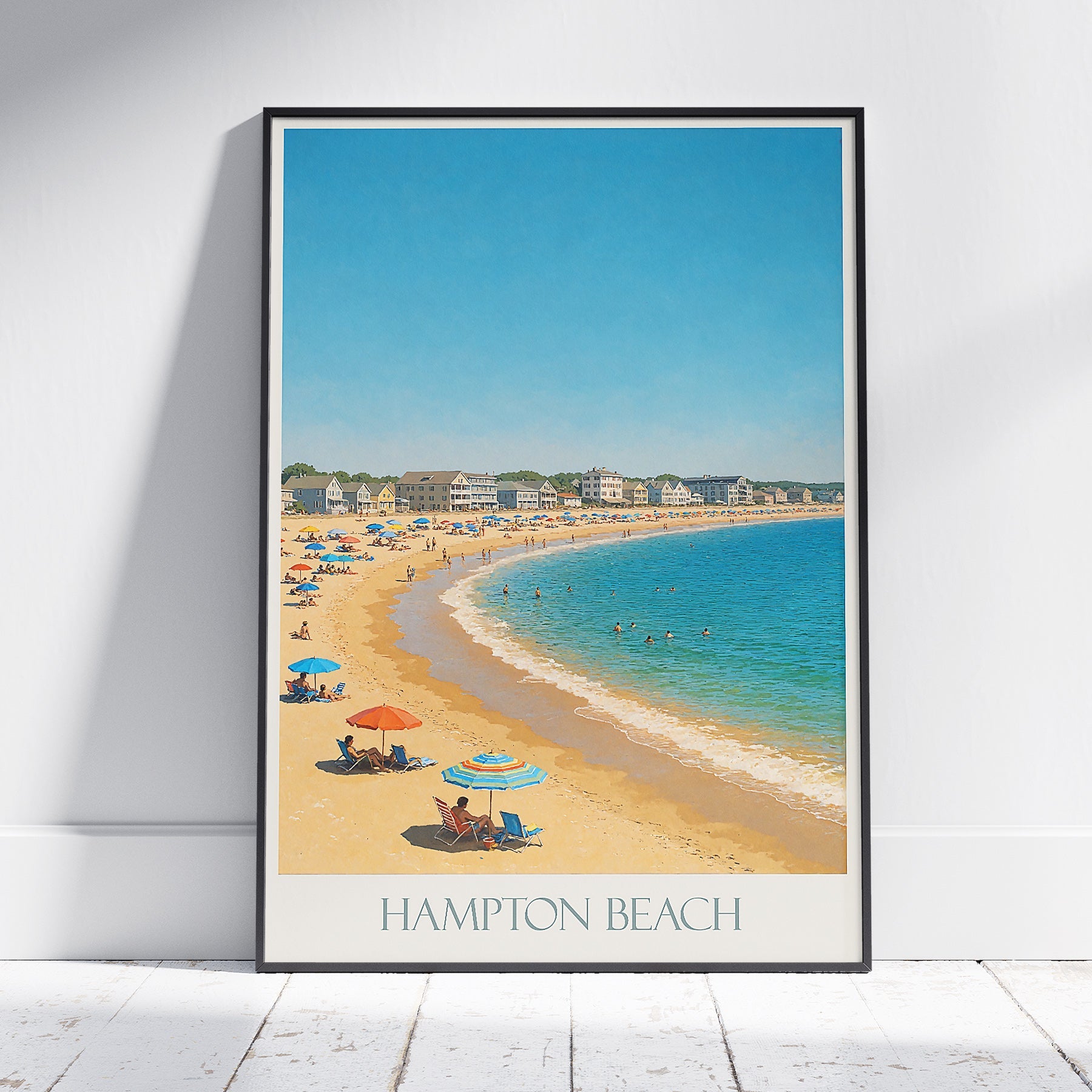 Hampton Beach Park Travel Poster | New Hampshire Beach Art Print | Coastal Decor | Summer Wall Art | Vintage Style New England Vacation Gift
