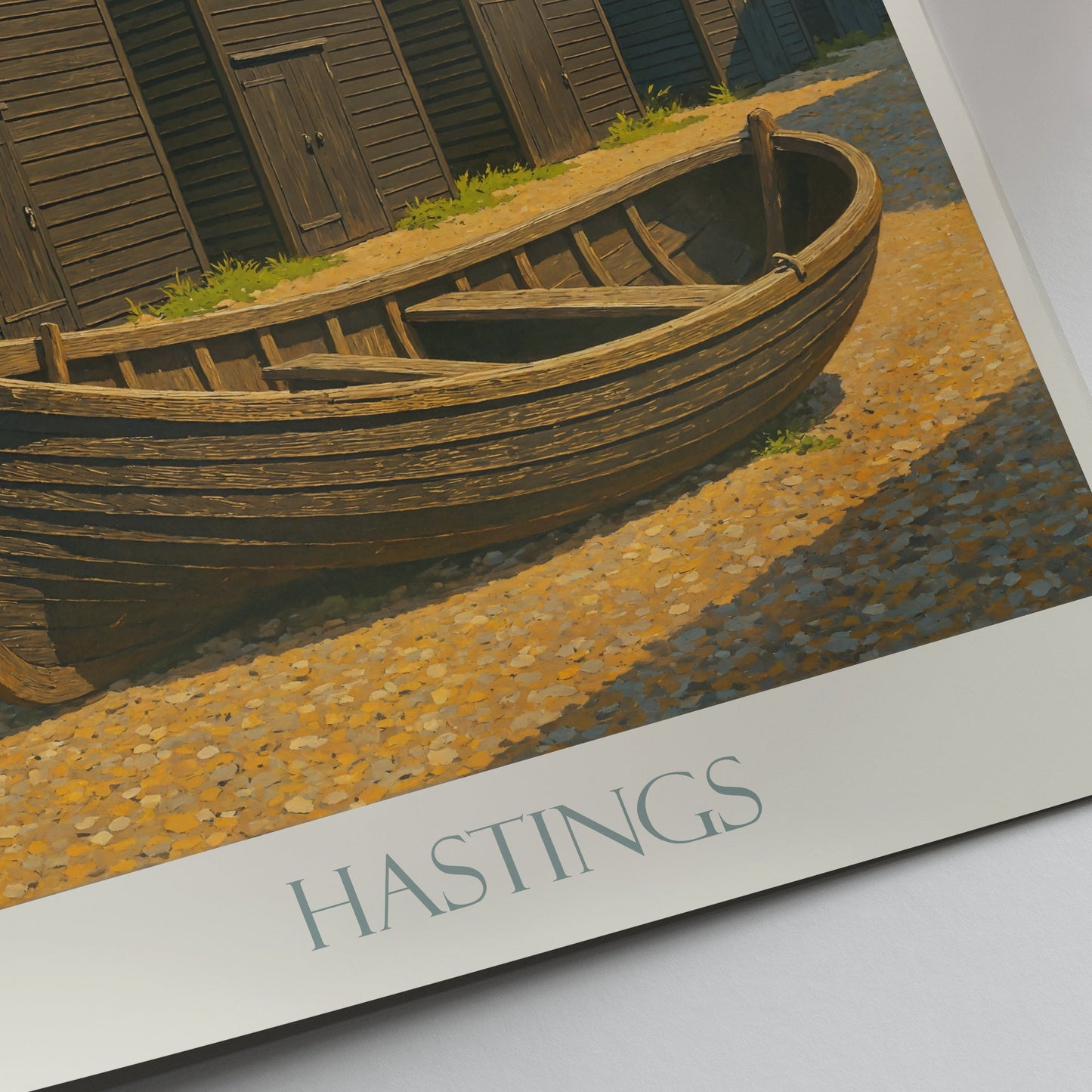 Hastings Fishing Huts Travel Poster | Sussex Coast Art Print | Rye Bay Fisherman's Hut Wall Art | UK Beach Decor