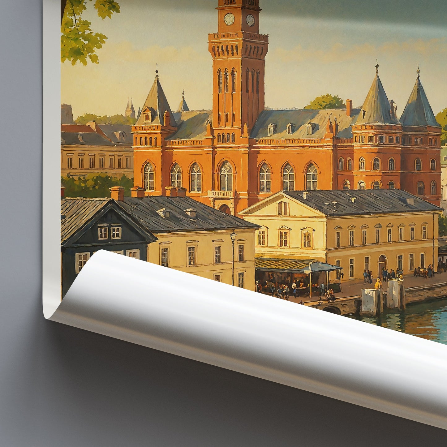 Helsingborg Travel Poster | Sweden Waterfront Art Print | City Hall Wall Decor | Scandinavian Travel Gift