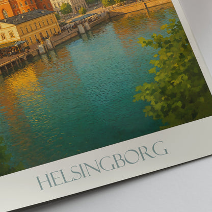 Helsingborg Travel Poster | Sweden Waterfront Art Print | City Hall Wall Decor | Scandinavian Travel Gift