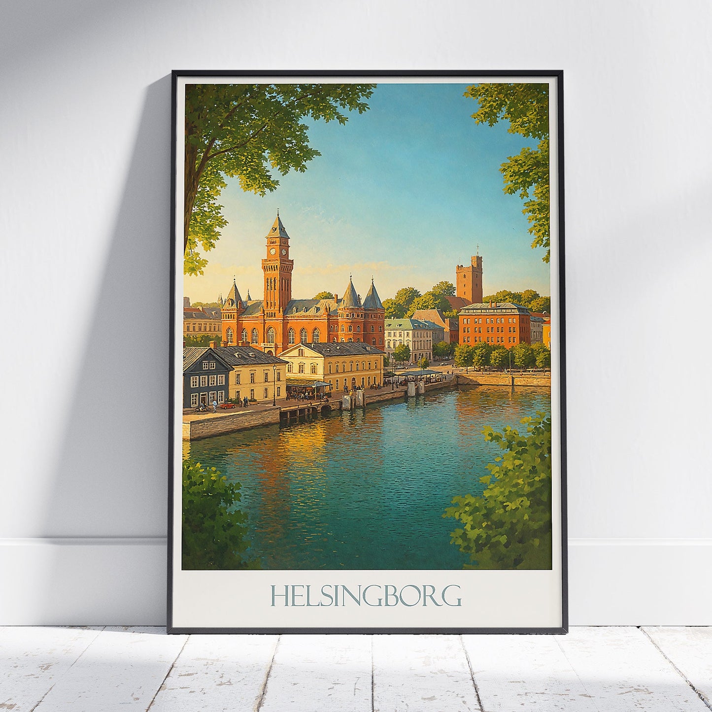 Helsingborg Travel Poster | Sweden Waterfront Art Print | City Hall Wall Decor | Scandinavian Travel Gift