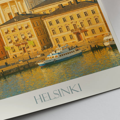 Helsinki Travel Poster | Finland Cathedral Waterfront Art Print | Nordic Home Decor | Scandinavian Vacation Gift