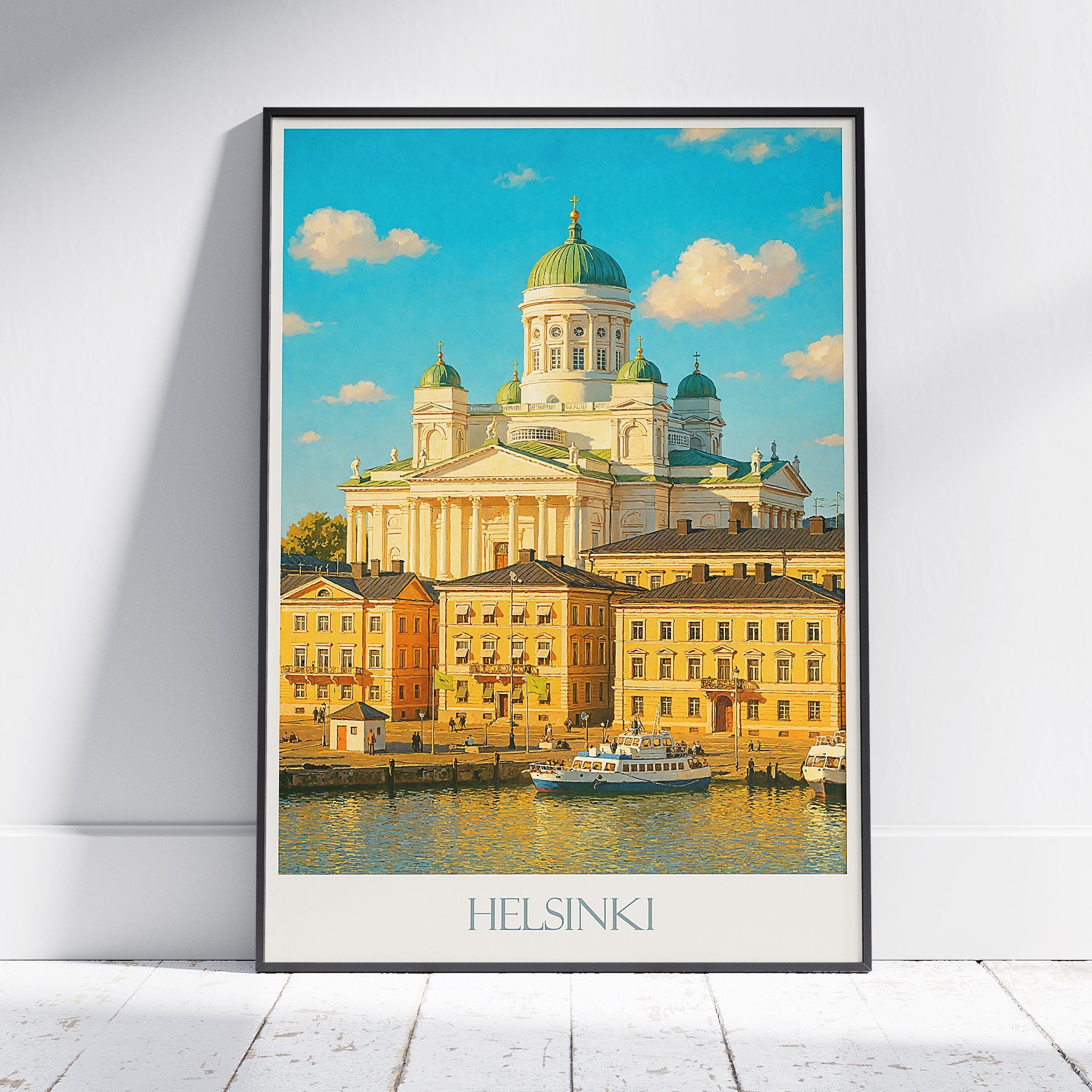 Helsinki Travel Poster | Finland Cathedral Waterfront Art Print | Nordic Home Decor | Scandinavian Vacation Gift