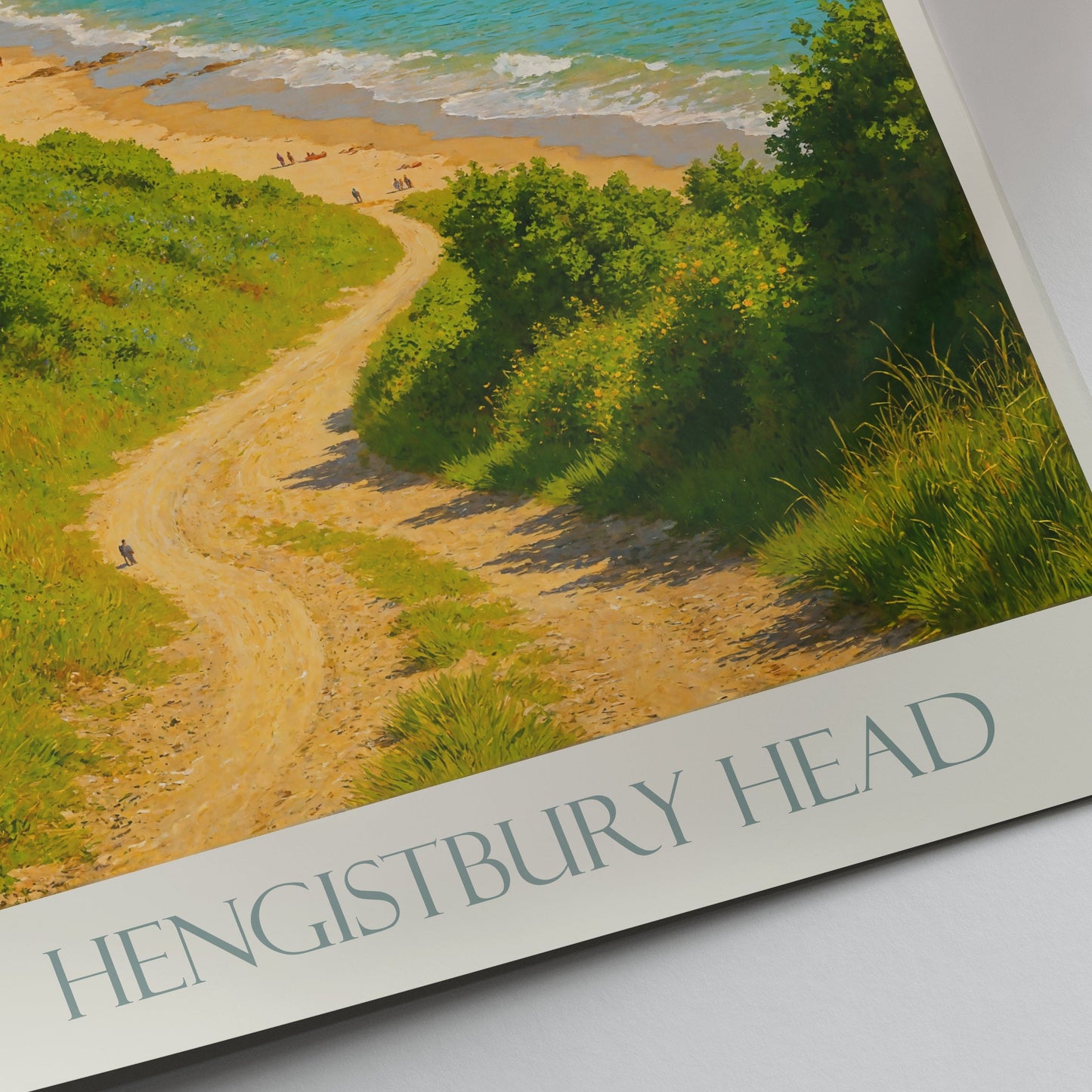 Hengistbury Head Travel Poster, Dorset Coastline Art | England Beach Print & Home Decor | UK Vacation Gift