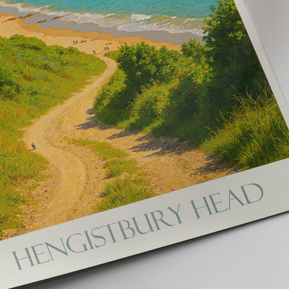 Hengistbury Head Travel Poster, Dorset Coastline Art | England Beach Print & Home Decor | UK Vacation Gift