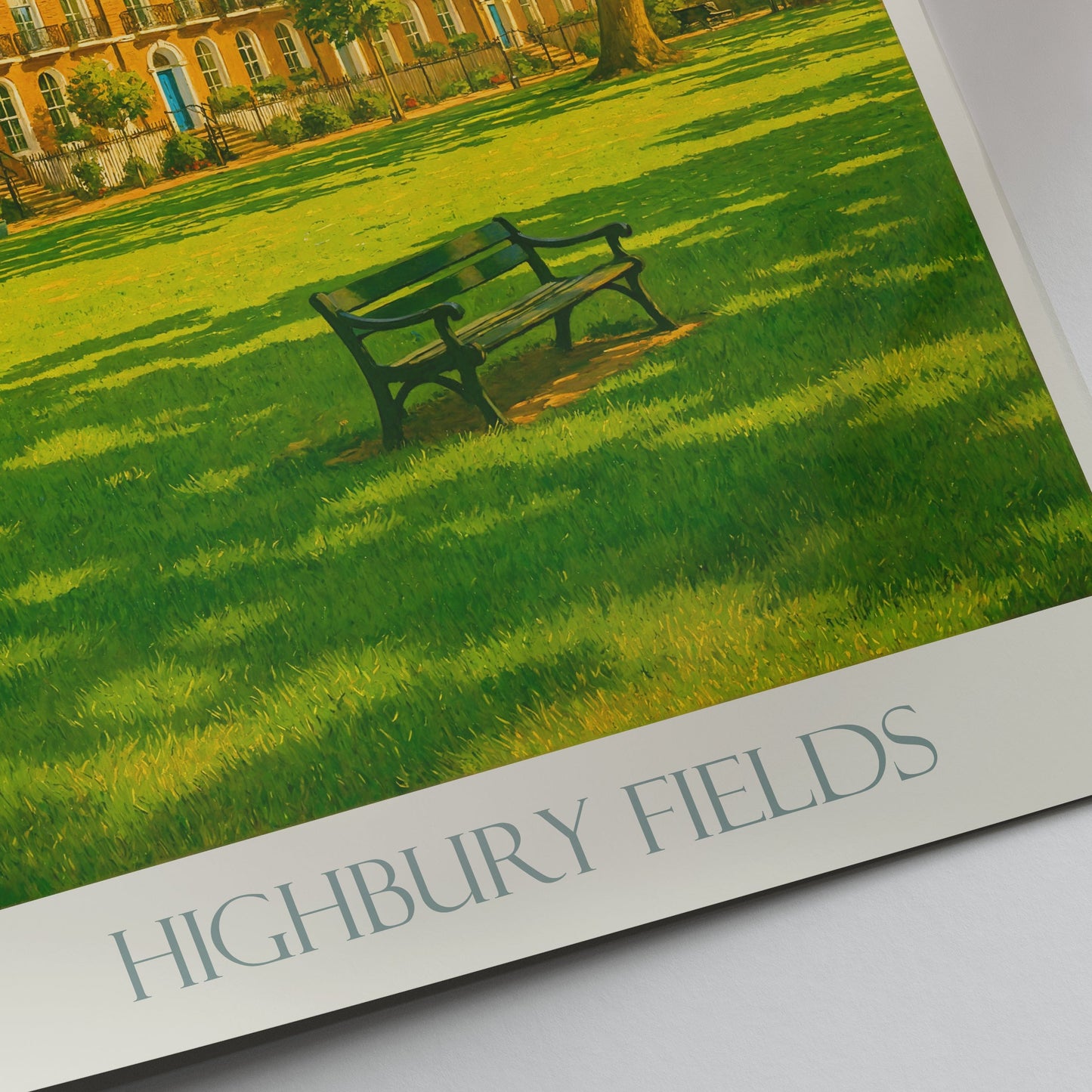 Highbury Fields Travel Poster, London UK | Sunny Park Scene Art Print | UK Cityscape Home Decor Gift
