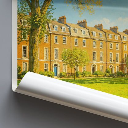 Highbury Fields London Travel Poster | Vibrant Spring Art Print | Charming UK Home Decor | Georgian Architecture Scene