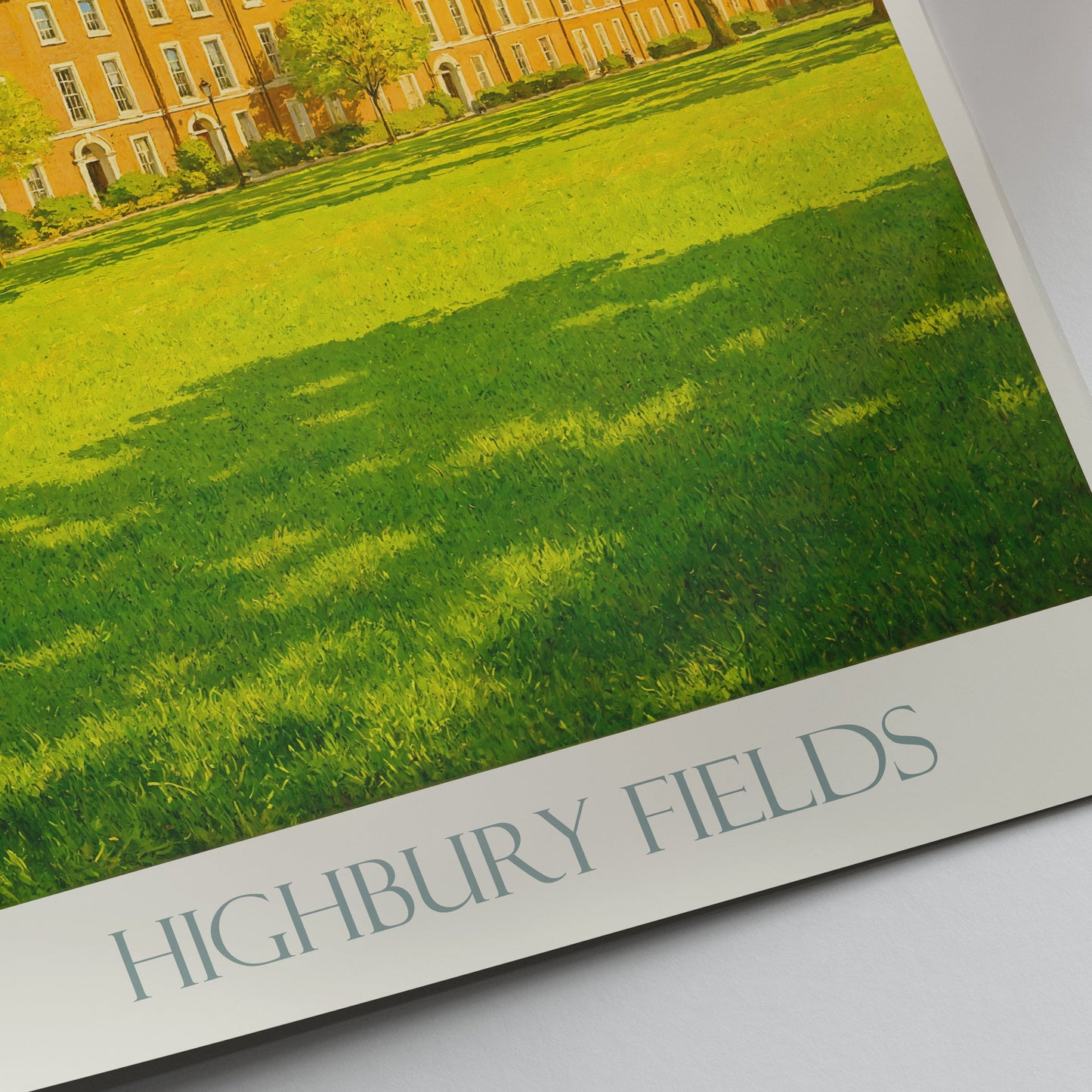 Highbury Fields London Travel Poster | Vibrant Spring Art Print | Charming UK Home Decor | Georgian Architecture Scene