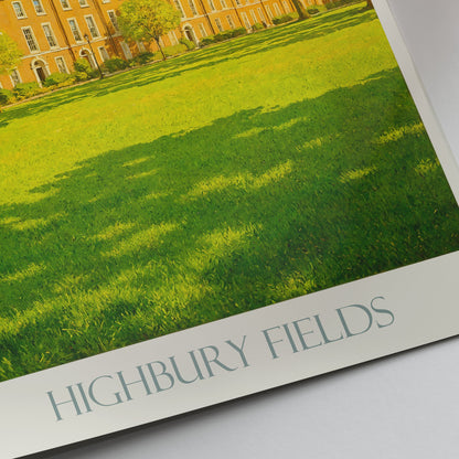 Highbury Fields London Travel Poster | Vibrant Spring Art Print | Charming UK Home Decor | Georgian Architecture Scene