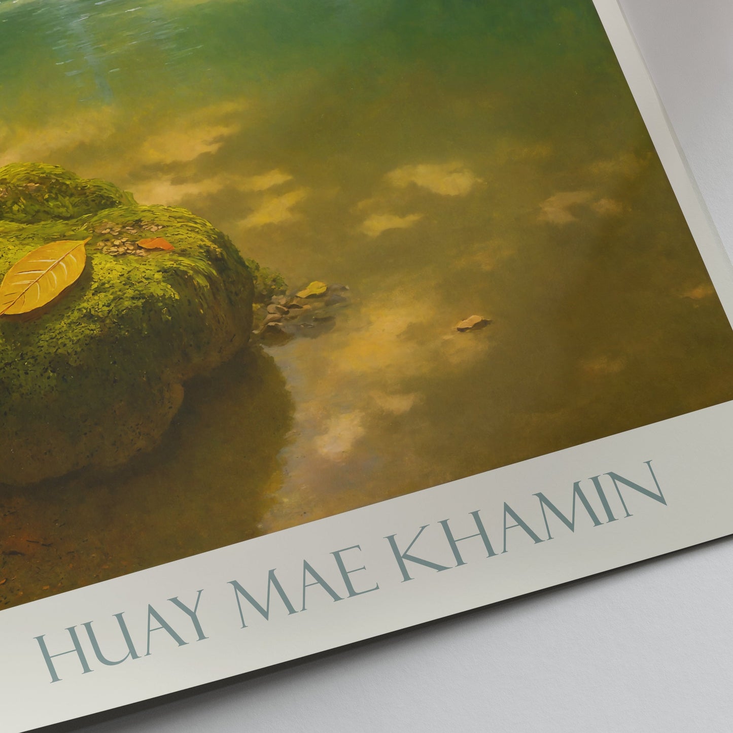 Huay Mae Khamin Waterfall Thailand Travel Poster | Lush Green Nature Art Print | Jungle Waterfall Wall Art | Tranquil Landscape Decor