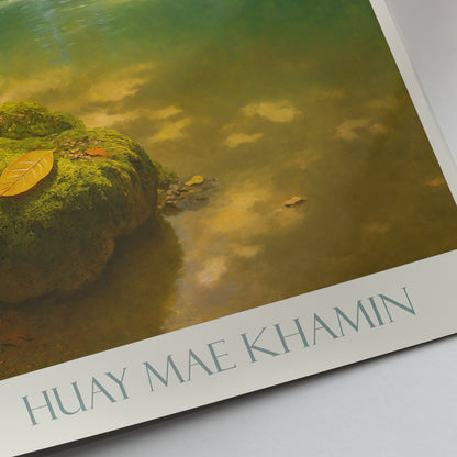 Huay Mae Khamin Waterfall Thailand Travel Poster | Lush Green Nature Art Print | Jungle Waterfall Wall Art | Tranquil Landscape Decor