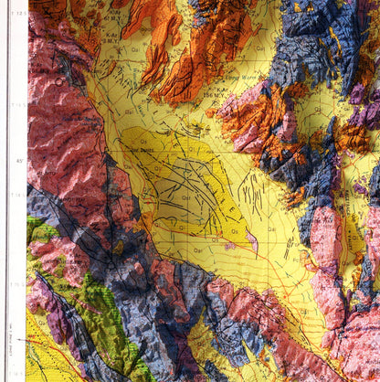 Death Valley Geological Map ~ 2D Vintage Relief Print - National Park Topographic Wall Art Print Poster