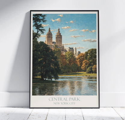 New York City Travel Print, Central Park ~ NYC Travel Poster Wall Art Home Decor Gift Personalized Framed