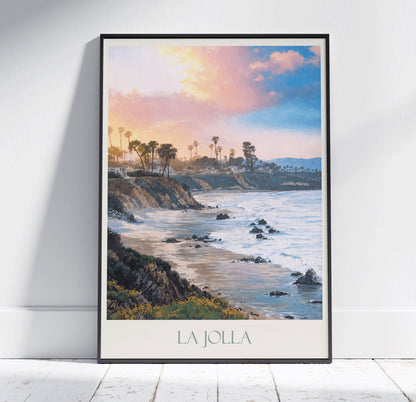 La Jolla Travel Print ~ California Travel Poster | Painted Wall Art & Home Decor | Framed Personalized Print | Vacation Travel Gift