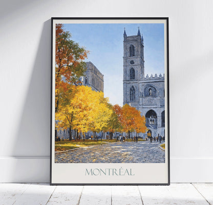 Montreal Travel Print, Notre-Dame Basilica ~ Quebec Canada Travel Poster Wall Art Home Decor Gift Personalized Framed