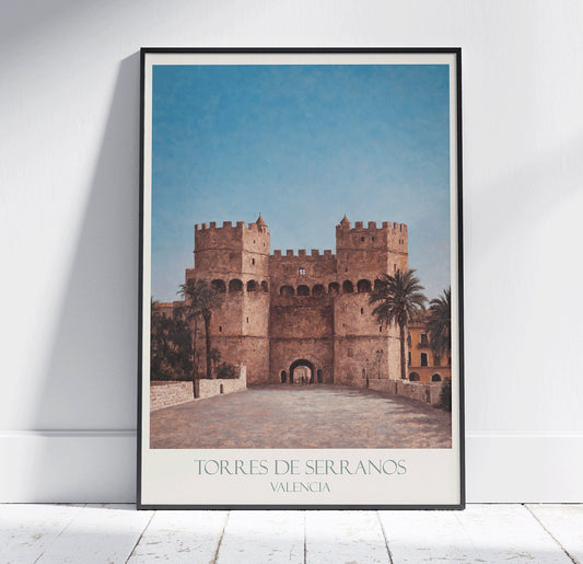 Valencia Travel Print, Torres de Serranos ~ Spain Travel Poster Wall Art Home Decor Gift Personalized Framed