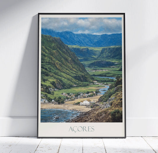 Azores Travel Print ~ Portugal Travel Poster | Painted Wall Art & Home Decor | Framed Personalized Print | Vacation Travel Gift