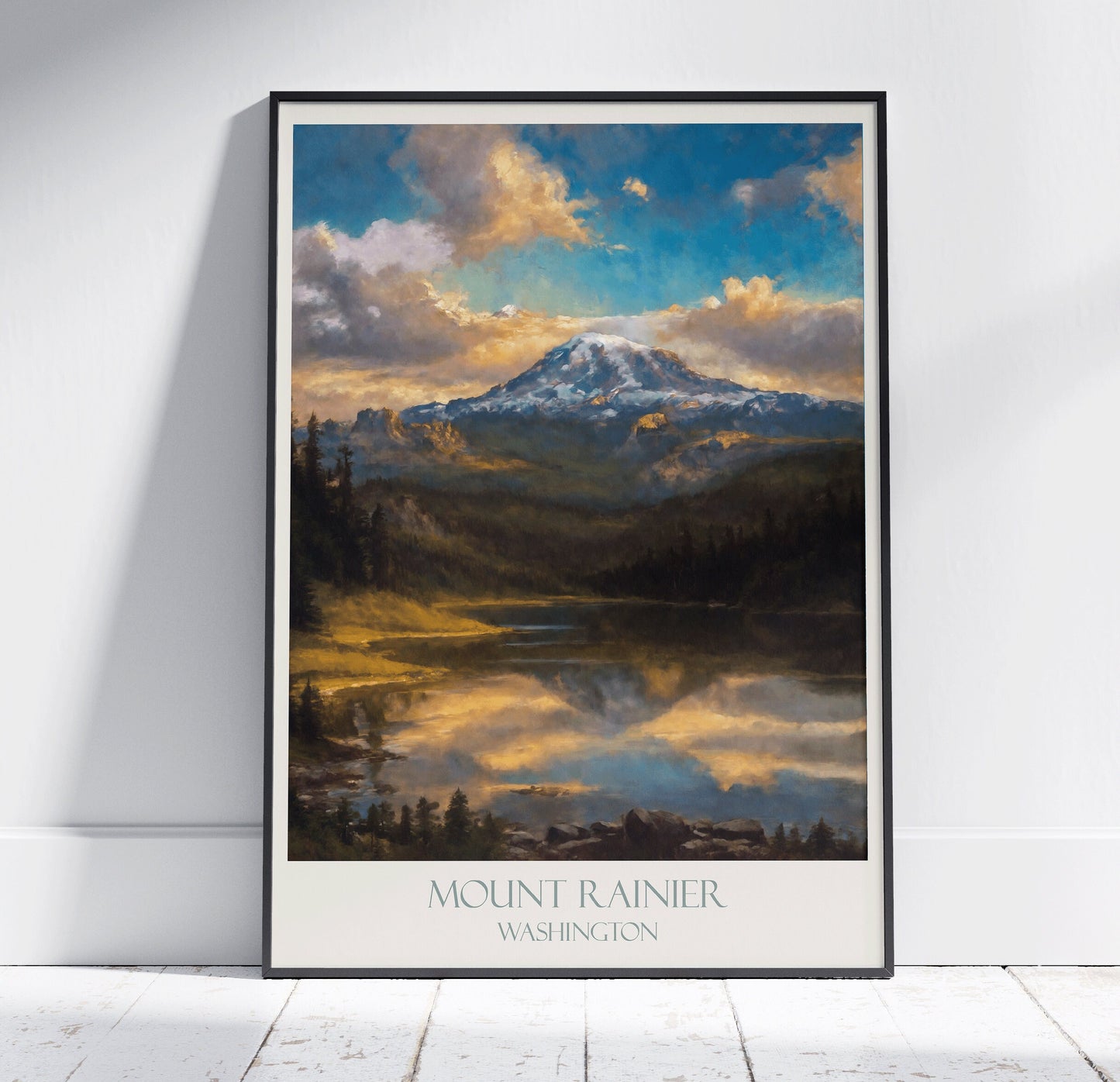 Mount Rainier Travel Print ~ Washington Travel Poster Wall Art Home Decor Gift Personalized Framed