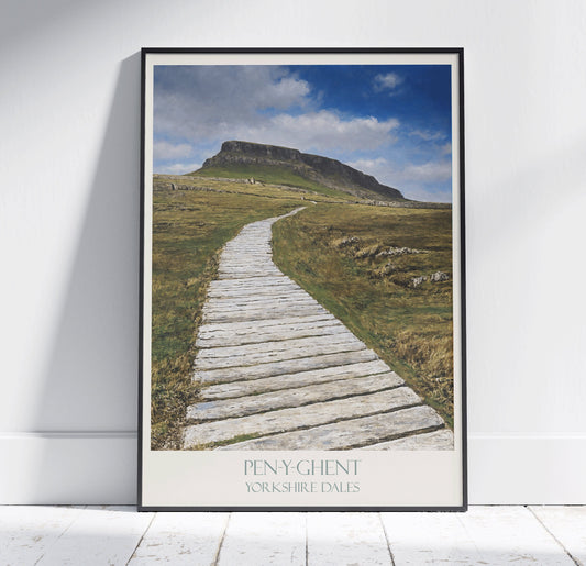 Pen-y-Ghent Travel Print, Yorkshire Dales ~ Travel Poster | Painted Wall Art & Home Decor | Framed Personalized Print | Vacation Travel Gift