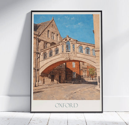 Oxford Travel Print, Bridge of Sighs ~ Travel Poster | Painted Wall Art & Home Decor | Framed Personalized Print | Vacation Travel Gift