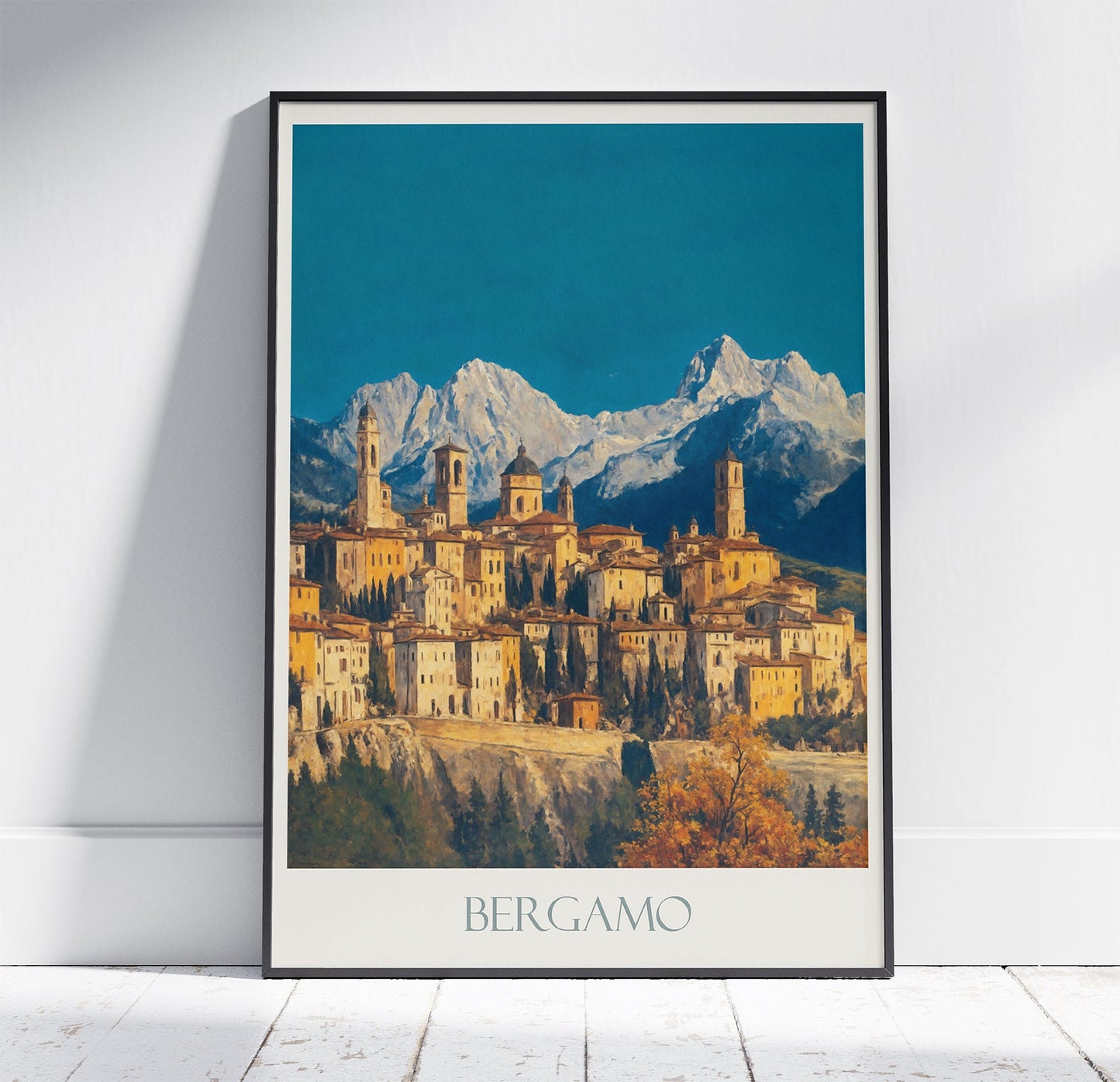 Bergamo Travel Print ~ Italy Travel Poster | Painted Wall Art & Home Decor | Framed Personalized Print | Vacation Travel Gift