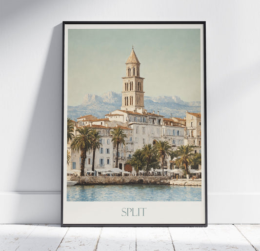 Split Travel Print ~ Croatia Travel Poster | Painted Wall Art & Home Decor | Framed Personalized Print | Vacation Travel Gift