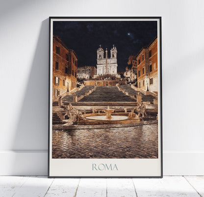 Rome Travel Print, Spanish Steps ~ Italy Roman Travel Poster Wall Art Home Decor Gift Personalized Framed