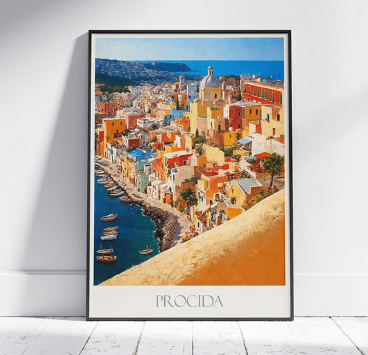 Procida Travel Print ~ Italy Travel Poster | Painted Wall Art & Home Decor | Framed Personalized Print | Vacation Travel Gift