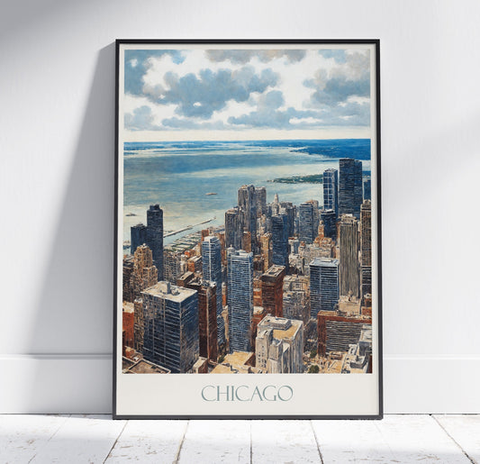 Chicago Travel Print ~ Illinois Travel Poster | Painted Wall Art Print & Home Decor | Framed Personalized Print | Vacation Travel Gift