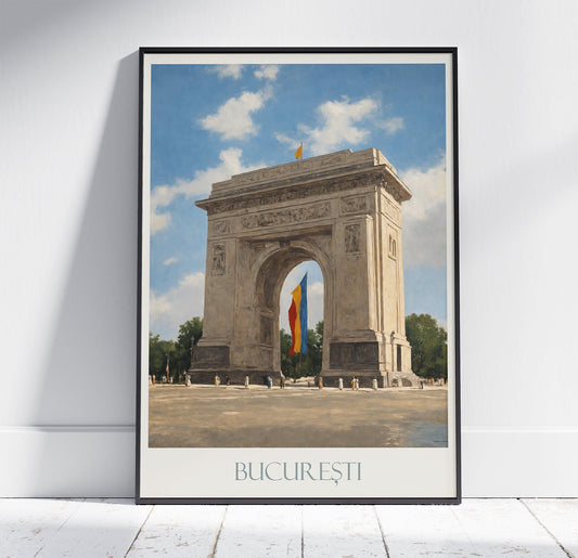 Bucharest Travel Print ~ Romania Travel Poster | Painted Wall Art & Home Decor | Framed Personalized Print | Vacation Travel Gift