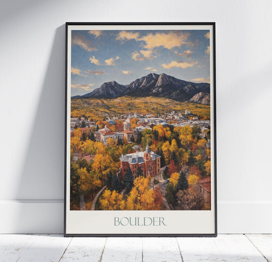 Boulder Travel Print ~ Colorado Travel Poster | Painted Wall Art Print & Home Decor | Framed Personalized Print | Vacation Travel Gift