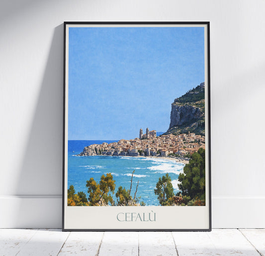 Cefalu Travel Print: Sicily, Italy Travel Poster | Painted Wall Art & Home Decor | Framed Personalized Print | Vacation Travel Gift