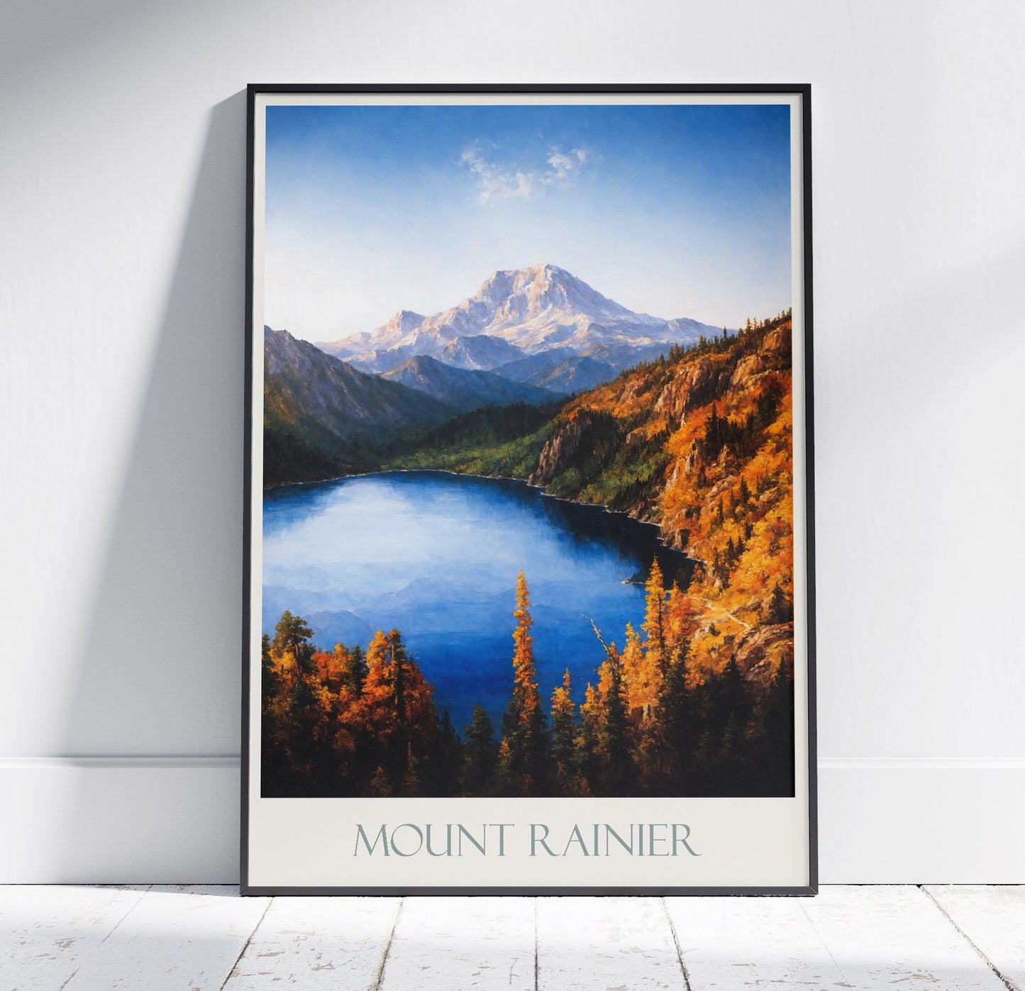 Mount Rainier Travel Print ~ Washington Travel Poster Wall Art Home Decor Gift Personalized Framed