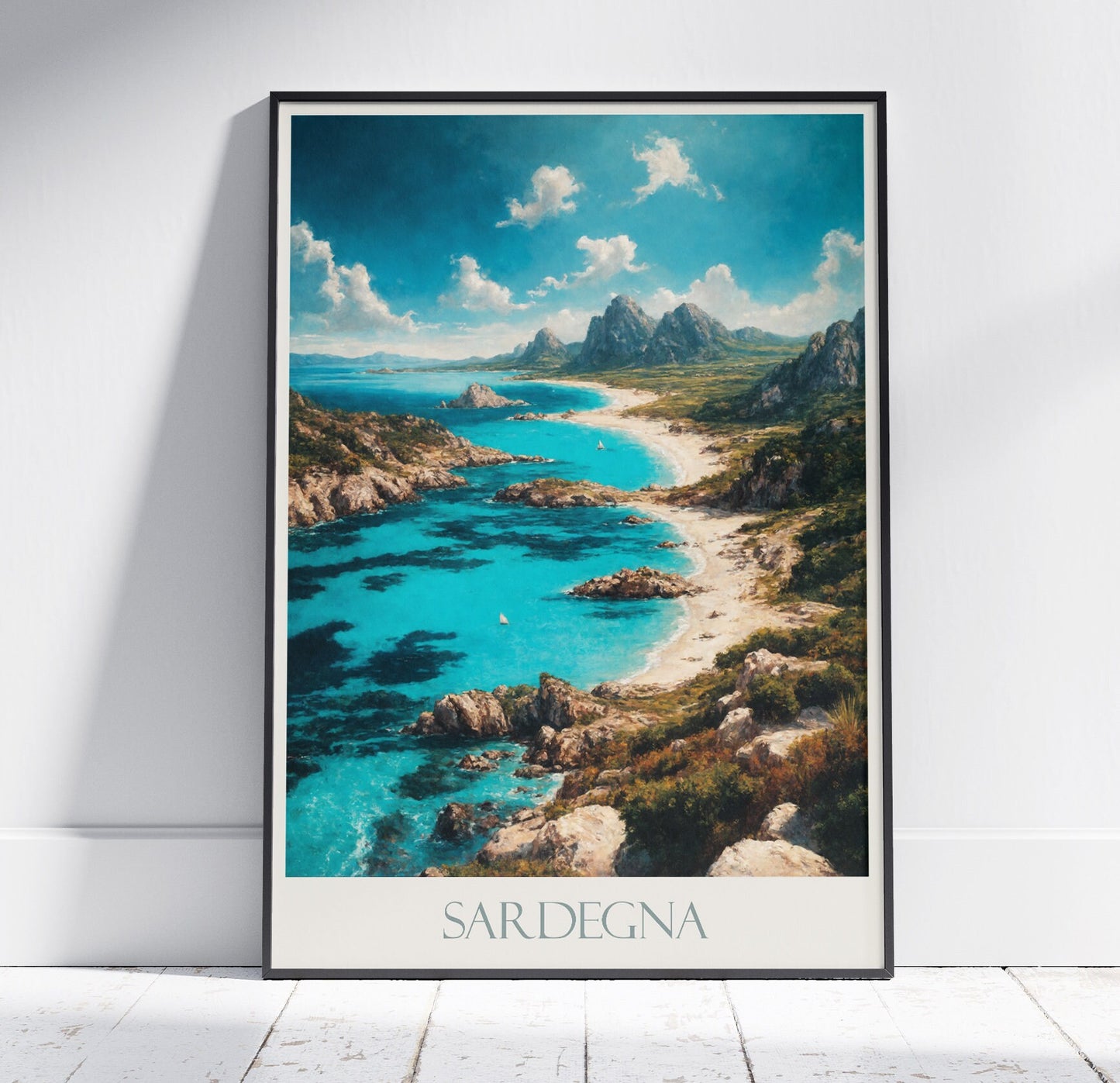 Sardinia Travel Print ~ Italy Travel Poster | Painted Wall Art & Home Decor | Framed Personalized Print | Vacation Travel Gift