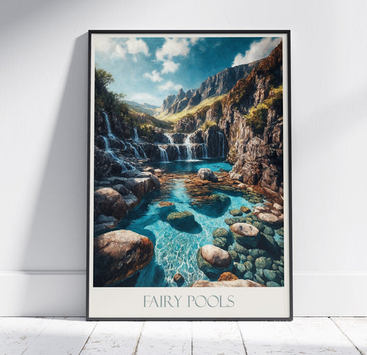 Isle of Skye Travel Print, Fairy Pools ~ Poster Travel Wall Art Home Decor Gift Personalized Framed