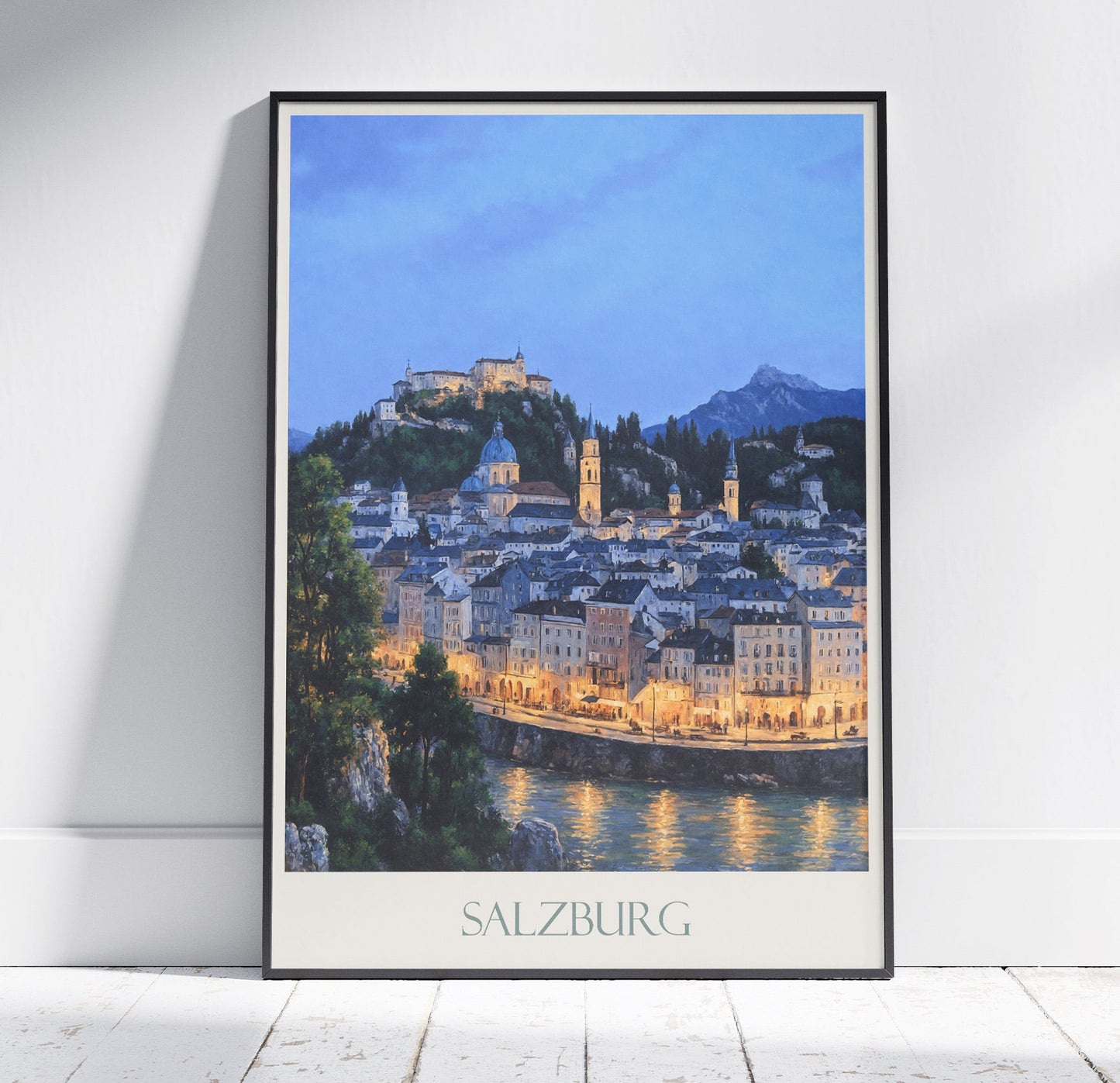 Salzburg Travel Print ~ Austria Travel Poster | Painted Wall Art & Home Decor | Framed Personalized Print | Vacation Travel Gift