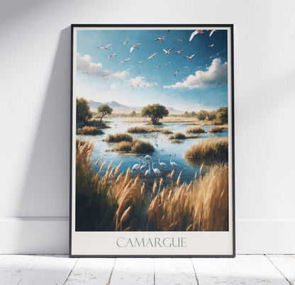 Camargue Travel Print ~ France Travel Poster | Painted Wall Art & Home Decor | Framed Personalized Print | Vacation Travel Gift