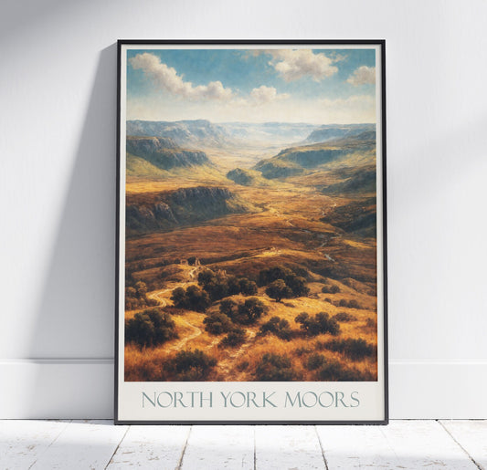 North York Moors Travel Print ~ Yorkshire Travel Poster | Painted Wall Art & Home Decor | Framed Personalized Print | Vacation Travel Gift