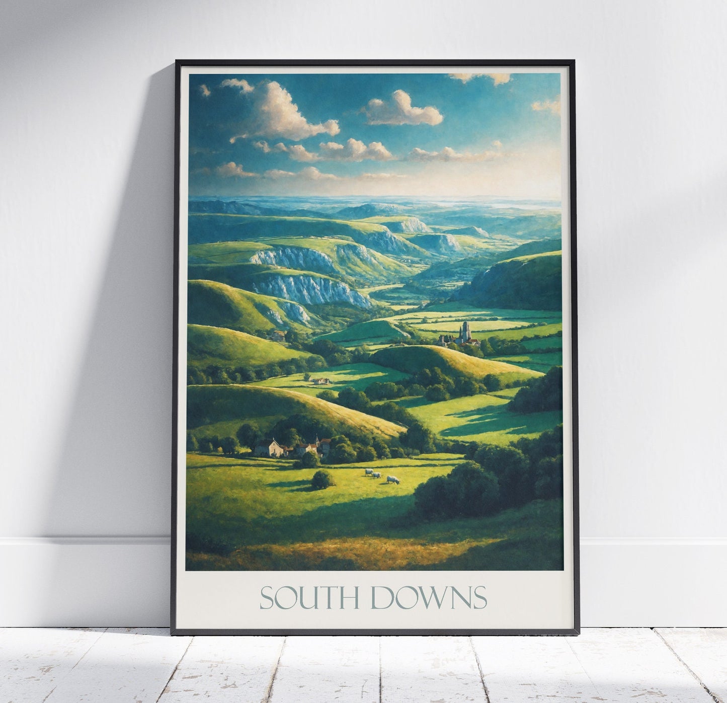 South Downs Travel Print ~ Travel Poster | Painted Wall Art Print & Home Decor | Framed Personalized Print | Vacation Travel Gift