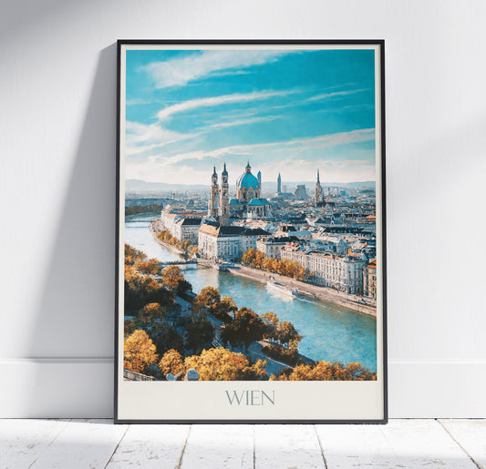 Vienna Travel Print ~ Austria Travel Poster | Painted Wall Art & Home Decor | Framed Personalized Print | Vacation Travel Gift