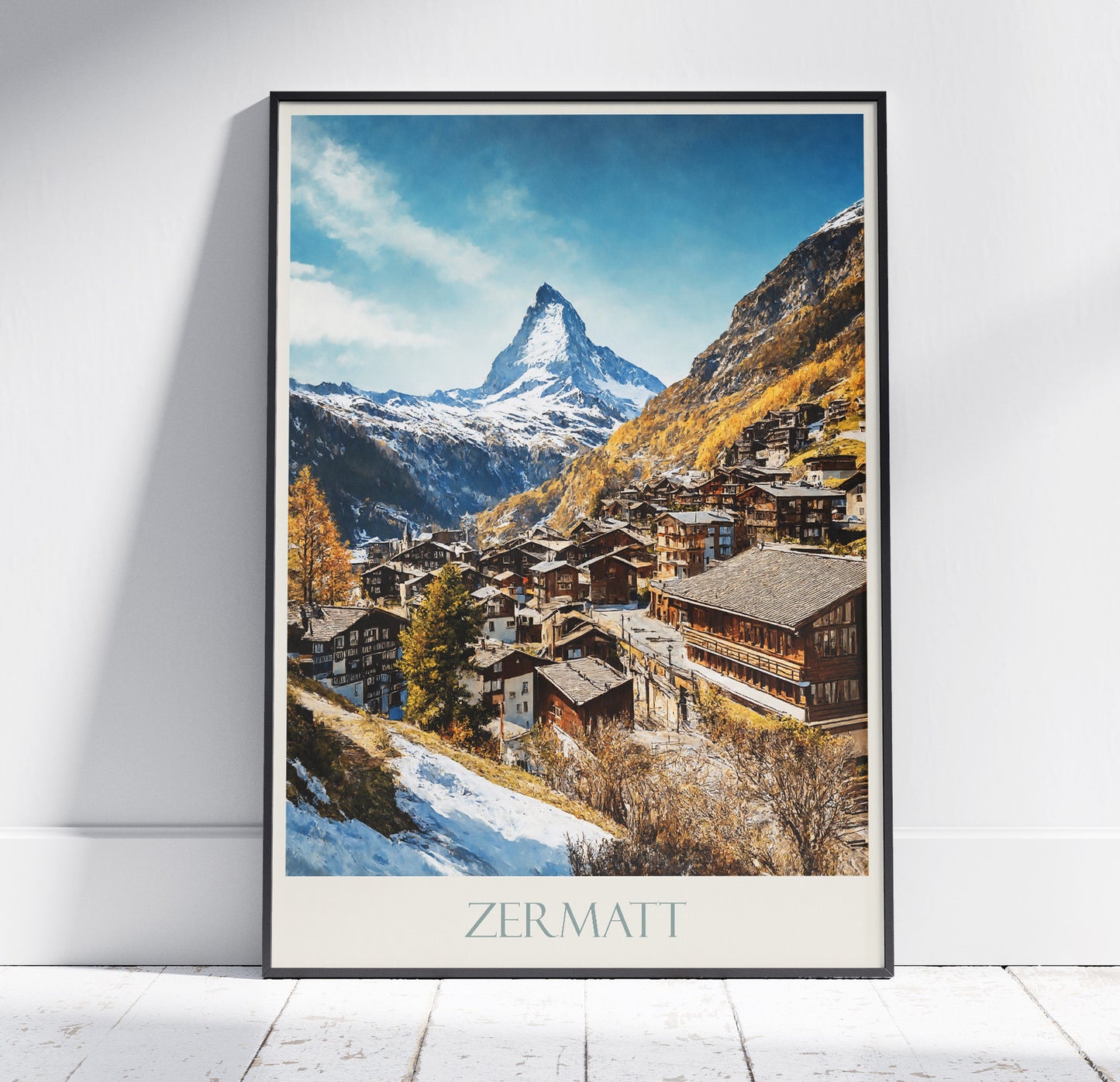 Zermatt Travel Print ~ Switzerland Travel Matterhorn Poster Personalized Alps Wall Art Home Decor Gift Framed