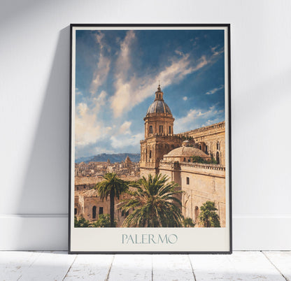 Palermo Travel Print ~ Sicily Italy Travel Poster | Painted Wall Art & Home Decor | Framed Personalized Print | Vacation Travel Gift