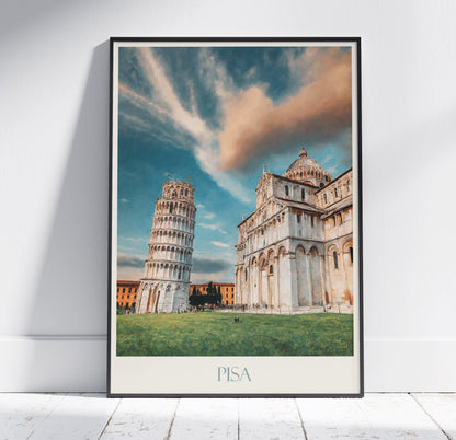 Pisa Travel Print ~ Italy Travel Poster | Painted Wall Art & Home Decor | Framed Personalized Print | Vacation Travel Gift