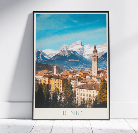 Trento Travel Print ~ Italy Travel Poster | Painted Wall Art Print & Home Decor | Framed Personalized Print | Vacation Travel Gift